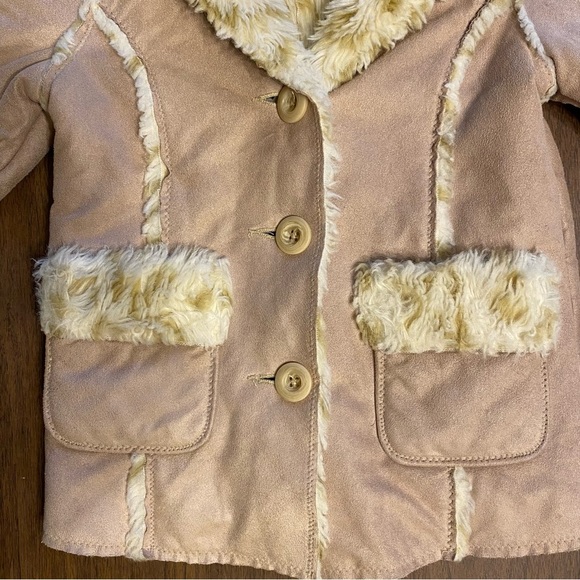 Circo Faux Suede & Shearling Tan Jacket Toddler Size 12M Winter Coat Fur Hood - Picture 2 of 11